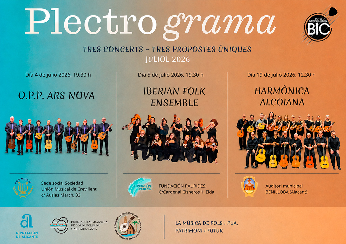 Plectrograma 2026 reúne tres conciertos en la provincia de Alicante para seguir impulsando la música de pulso y púa